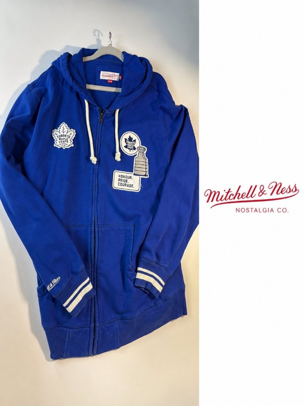 Mitchell & Ness Toronto Maple Leafs Full Zip Hoodie – Blue – Size XL